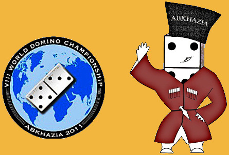 Логотип и талисман VIII Чемпионата мира по домино. Использованы изображения с сайта Государственного информационного агентства Республики Абхазия Апсныпресс (www.apsnypress.info)

