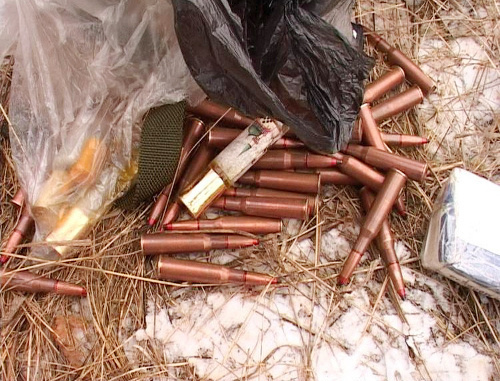 Дагестан, Карабудахкентский район, 13 марта 2012 г. Боеприпасы, обнаруженные на месте спецоперации в лесном массиве вблизи н.п. Губден. Фото: http://www.nak.fsb.ru