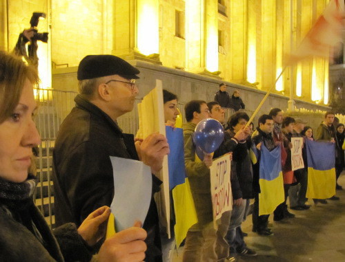 Акция в поддержку евроинтеграции Украины в Тбилиси 2 декабря 2013 г. Фото Беслана Кмузова для "Кавказского узла"