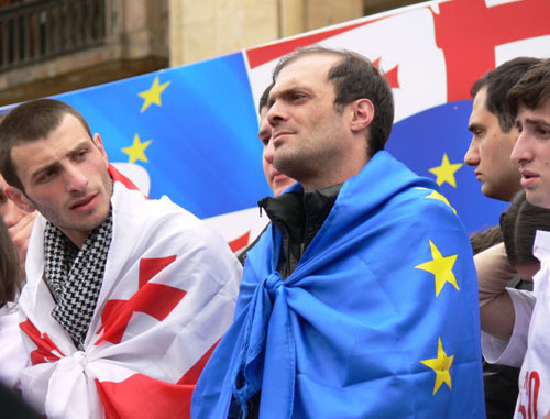 Акция «Единого национального движения» под девизом «Грузия – Европейский выбор». Тбилиси, 27 марта 2013 г. Фото Патимат Махмудовой для "Кавказского узла"