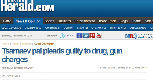 Скрин-шот страницы сайта BostonHerald.com, освещающего судебный процесс по делу Джохара Царнаева. Фото: https://bostonherald.com/