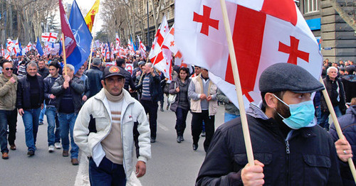 Акция протеста "Единого национального движения" (ЕНД). Тбилиси, 21 марта 2015 г. Фото Беслана Кмузова для "Кавказского узла"