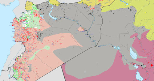 Серым веделена территория контролируемая Исламским государством. Фото: Haghal Jagul https://ru.wikipedia.org/