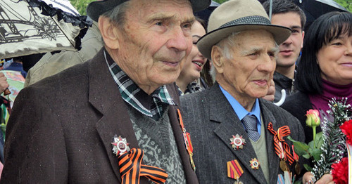 Ветераны во время проведения парада Победы. Нальчик, 9 мая 2015 г. Фото Людмилы Маратовой для "Кавказского узла"