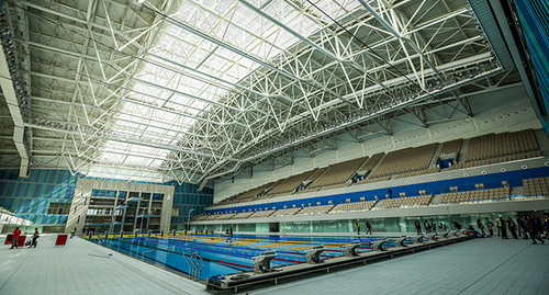 Общий вид Дворца водных видов спорта в Баку. Июнь 2015 г. Фото Азиза Каримова для "Кавказского узла"