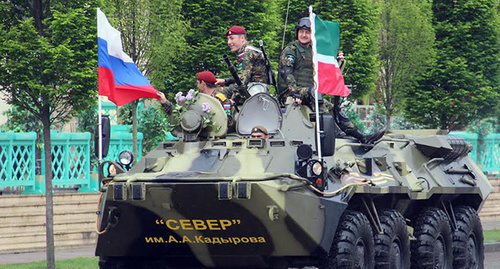 Бойцы батальона "Север" на параде в Грозном. Фото Магомеда Магомедова для "Кавказского узла"