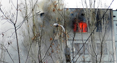 Пожар после взрыва газа в доме. Фото Татьяны Филимоновой для "Кавказского узла"