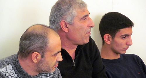 Подсудимые Айк Арутюнян, Вардан Варданян и Шаген Арутюнян (слева направо). Фото Армине Мартиросян для "Кавказского узла"