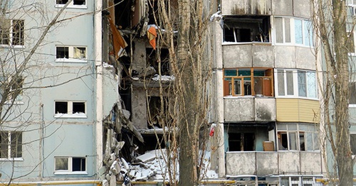 Разрушенный в результате взрыва подъезд многоэтажки на улице Космонавтов в Волгограде. 14 января 2016 года. Фото Татьяны Филимоновой для "Кавказского узла"