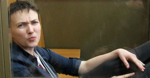 Надежда Савченко в Донецком городском суде во время перерыва, 22 марта 2016 года. Фото Константина Волгина для "Кавказского узла" 
