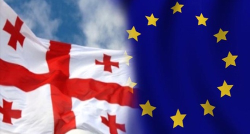 Флаги Грузии и Евросоюза. Коллаж Novisa.org.ua