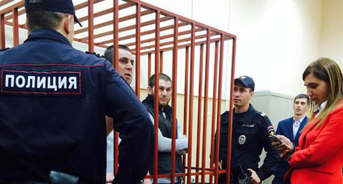 Обвиняемые по делу об убийстве Немцова в зале  суда. Фото Юлии Буславской для "Кавказского узла"