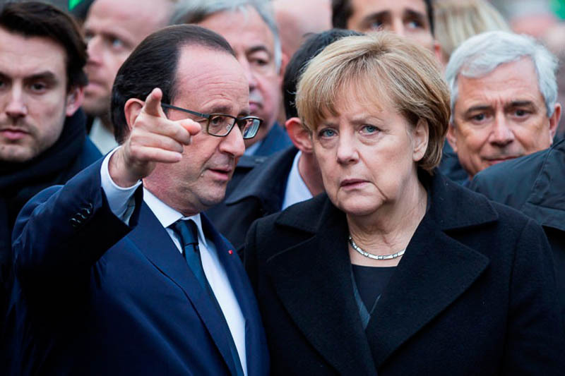 Президенты Франции Опанд и Гурмании Меркель.