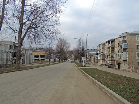 Одна из центральных улиц города. Одна из центральных улиц города.
