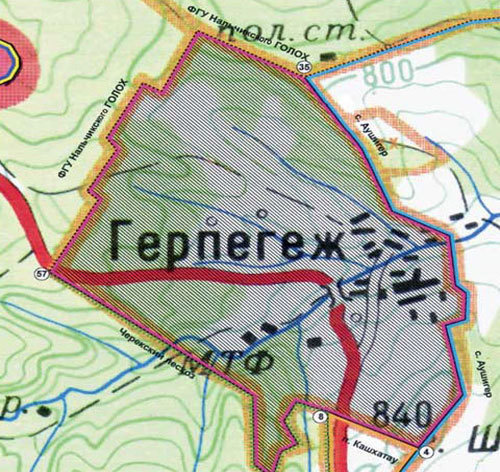 Карта села Герпегеж. Карта с сайта www.balkaria.info Карта села Герпегеж. Карта с сайта www.balkaria.info