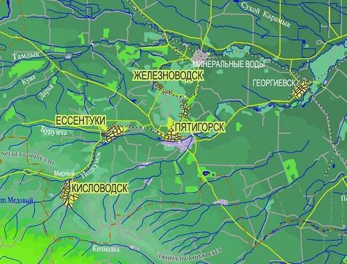 Карта Кавказских Минеральных Вод. Источник: www.delfin-tour.ru Карта Кавказских Минеральных Вод. Источник: www.delfin-tour.ru
