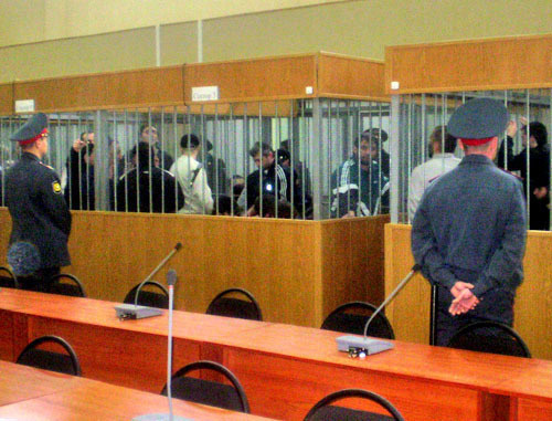 Подсудимые по делу о нападении на Нальчик в зале суда. Фото Людмилы Маратовой для "Кавказского узла" Подсудимые по делу о нападении на Нальчик в зале суда. Фото Людмилы Маратовой для "Кавказского узла"