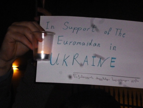 Акция в поддержку украинского Евромайдана. Тбилиси, 23 января 2014 г. Фото Анны Коноплевой для "Кавказского узла"