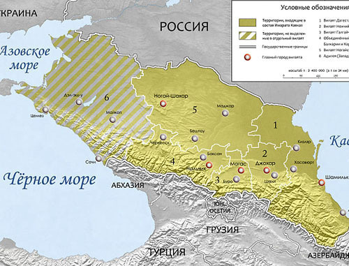 Карта Имарата Кавказ. Фото: Alfer1002, http://commons.wikimedia.org/ Карта Имарата Кавказ. Фото: Alfer1002, http://commons.wikimedia.org/