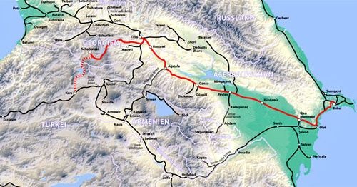 Карта железной дороги Баку - Тбилиси - Карс. Фото: Maximilian Dörrbecker (Chumwa)https://ru.wikipedia.org/ Карта железной дороги Баку - Тбилиси - Карс. Фото: Maximilian Dörrbecker (Chumwa)https://ru.wikipedia.org/