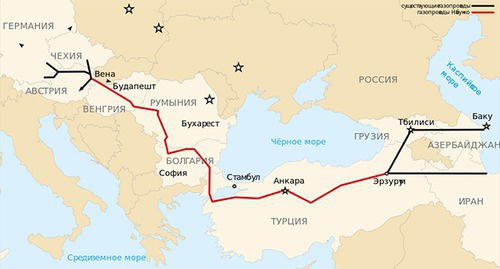 Схема маршрута газопровода. Фото: https://ru.wikipedia.org/wiki/%CD%E0%E1%F3%EA%EA%EE_%28%E3%E0%E7%EE%EF%F0%EE%E2%EE%E4%29#mediaviewer/File:Nabucco_Gas_Pipeline-ru.svg Схема маршрута газопровода. Фото: https://ru.wikipedia.org/wiki/%CD%E0%E1%F3%EA%EA%EE_%28%E3%E0%E7%EE%EF%F0%EE%E2%EE%E4%29#mediaviewer/File:Nabucco_Gas_Pipeline-ru.svg