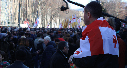 Митинг в поддержку "Рустави-2" в Тбилиси. 19 февраля 2017 г. Фото Инны Кукуджановой для "Кавказского узла" Митинг в поддержку "Рустави-2" в Тбилиси. 19 февраля 2017 г. Фото Инны Кукуджановой для "Кавказского узла"