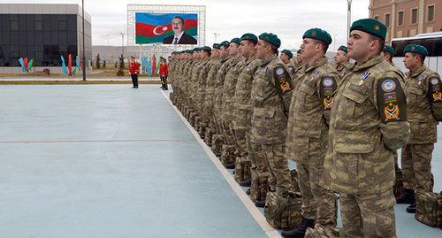 Построение солдат азербайджанской армии. FOTO / MOD.GOV.AZ

