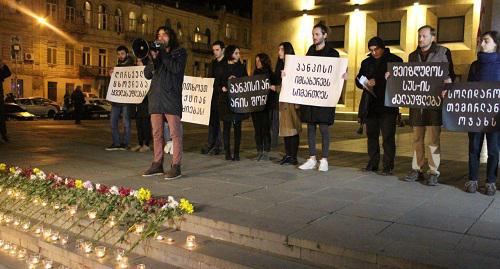 Акция солидарности с жителями Панкисского ущелья, Тбилиси, 11 января 2018 года. Фото Инны Кукуджановой для "Кавказского узла". Акция солидарности с жителями Панкисского ущелья, Тбилиси, 11 января 2018 года. Фото Инны Кукуджановой для "Кавказского узла".