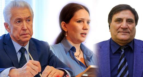 Владимир Васильев, Екатерина Толстикова, Сайгидпаша Умаханов. Фото http://www.e-dag.ru/, https://daggossluzhba.ru/novosti/akty-o-kadrovyh-reshenijah/ukaz-o-tolstikovoi-e-a.html, https://ru.wikipedia.org/wiki/Умаханов,_Сайгидпаша_Дарбишевич Коллаж "Кавказского узла" Владимир Васильев, Екатерина Толстикова, Сайгидпаша Умаханов. Фото http://www.e-dag.ru/, https://daggossluzhba.ru/novosti/akty-o-kadrovyh-reshenijah/ukaz-o-tolstikovoi-e-a.html, https://ru.wikipedia.org/wiki/Умаханов,_Сайгидпаша_Дарбишевич Коллаж "Кавказского узла"