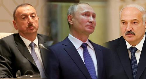 Ильхам Алиев, Владимир Путин и Александр Лукашенко. Фото Азиз Каримов для "Кавказского узла, http://putin.kremlin.ru/, http://president.gov.by/ Ильхам Алиев, Владимир Путин и Александр Лукашенко. Фото Азиз Каримов для "Кавказского узла, http://putin.kremlin.ru/, http://president.gov.by/