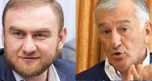 Сенатор от Карачаево-Черкесии Рауф Арашуков (слева) и бывший сенатор от республики Вячеслав Дерев (справа). Фото пресс-службы Совета федерации и кадр видео пользователя Телекомпания «Черкесск» https://www.youtube.com/watch?v=mJMPSINdatA . Коллаж "Кавказского узла" Сенатор от Карачаево-Черкесии Рауф Арашуков (слева) и бывший сенатор от республики Вячеслав Дерев (справа). Фото пресс-службы Совета федерации и кадр видео пользователя Телекомпания «Черкесск» https://www.youtube.com/watch?v=mJMPSINdatA . Коллаж "Кавказского узла"