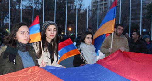 Митинг против территориальных уступок Азербайджану. Ереван, 26 февраля 2019 г. Фото Армине Мартиросян для "Кавказского узла" Митинг против территориальных уступок Азербайджану. Ереван, 26 февраля 2019 г. Фото Армине Мартиросян для "Кавказского узла"