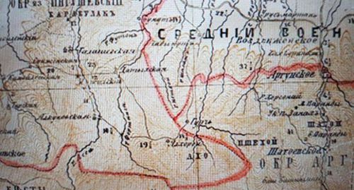 Фрагмент Дорожной карты Кавказского края, выставленной на торги аукционным домом "Литфонд" . Фото "Кавказского узла". Фрагмент Дорожной карты Кавказского края, выставленной на торги аукционным домом "Литфонд" . Фото "Кавказского узла".