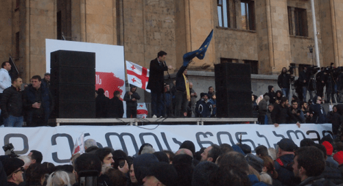 Акция протеста в Тбилиси 17 ноября 2019 года. Фото Беслана Кмузова для "Кавказского узла". Акция протеста в Тбилиси 17 ноября 2019 года. Фото Беслана Кмузова для "Кавказского узла".