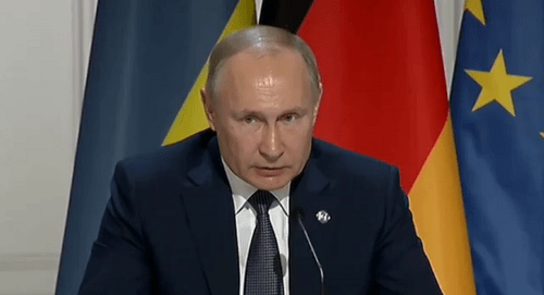Путин говорит о Хангошвили на пресс-конференции в Париже. Кадр видео из Telegram-канала Тумсо Абдурахманова. https://t.me/abusaddamshishani/2661 Путин говорит о Хангошвили на пресс-конференции в Париже. Кадр видео из Telegram-канала Тумсо Абдурахманова. https://t.me/abusaddamshishani/2661