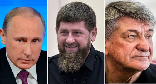 Владимир Путин, Рамзан Кадыров, Александр Сокуров Фото: kremlin.ru, cтоп-кадр видео KAVPOLIT https://www.youtube.com/watch?v=p6dEhS984XU/ Коллаж "Кавказского узла" Владимир Путин, Рамзан Кадыров, Александр Сокуров Фото: kremlin.ru, cтоп-кадр видео KAVPOLIT https://www.youtube.com/watch?v=p6dEhS984XU/ Коллаж "Кавказского узла"