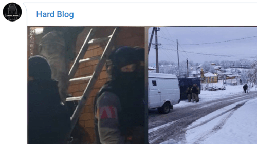 Скриншот публикации об обысках в селе Сурхахи. https://t.me/Hard_Blog_Line/479 Скриншот публикации об обысках в селе Сурхахи. https://t.me/Hard_Blog_Line/479