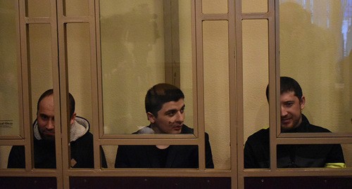 Самир Ибрагимов, Хидирнаби Казуев и Габибула Халдузов (слева направо) в зале суда. Фото Константина Волгина для "Кавказского узла" Самир Ибрагимов, Хидирнаби Казуев и Габибула Халдузов (слева направо) в зале суда. Фото Константина Волгина для "Кавказского узла"