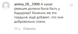 Скриншот комментария к публикации про видео о солдатах Ичкерии (организация признана террористической и запрещена на территории России). https://www.instagram.com/p/B_rQ96ZjUJh/