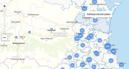 Распределение случаев COVID-19 по муниципалитетам Дагестана. Данные регионального управления Роспотребнадзора. Скриншот с сайта https://mydagestan.e-dag.ru/ Распределение случаев COVID-19 по муниципалитетам Дагестана. Данные регионального управления Роспотребнадзора. Скриншот с сайта https://mydagestan.e-dag.ru/