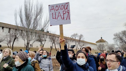 Акция в поддержку Алексея Навального в Астрахани 23 января 2021 года. Фото Алены Садовской для "Кавказского узла" Акция в поддержку Алексея Навального в Астрахани 23 января 2021 года. Фото Алены Садовской для "Кавказского узла"
