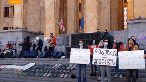 Акция протеста в Тбилиси, 6 февраля 2021 года. Стоп-кадр видео https://youtu.be/Odkr3P0coz4 Акция протеста в Тбилиси, 6 февраля 2021 года. Стоп-кадр видео https://youtu.be/Odkr3P0coz4