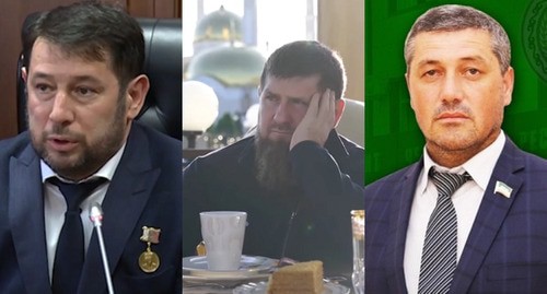 Иса Хаджимурадов, Рамзан Кадыров, Халид Накаев (слева направо). Коллаж "Кавказского узла". Фото: скриншот видео с YouTube-канала " Рамзан Кадыров" / пресс-служба парламента Чечни Иса Хаджимурадов, Рамзан Кадыров, Халид Накаев (слева направо). Коллаж "Кавказского узла". Фото: скриншот видео с YouTube-канала " Рамзан Кадыров" / пресс-служба парламента Чечни