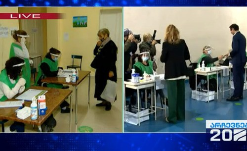 Голосование на выборах в Грузии. Стоп-кадр видео на странице https://rustavi2.ge/ka/news/210982 Голосование на выборах в Грузии. Стоп-кадр видео на странице https://rustavi2.ge/ka/news/210982