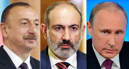 Ильхам Алиев, Никол Пашинян, Владимир Путин (слева направо). Фото: пресс-служба кремля, Тигран Петросян, пресс-служба президента Азербайджана, сайт Премьер-министра Республики Армения. Ильхам Алиев, Никол Пашинян, Владимир Путин (слева направо). Фото: пресс-служба кремля, Тигран Петросян, пресс-служба президента Азербайджана, сайт Премьер-министра Республики Армения.