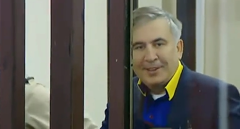 Михаил Саакашвили в суде 04.02.2019. Кадр видео прямого эфира на странице М.Саакащвили в суде. https://www.facebook.com/SaakashviliMikheil/videos/814514236613998 Михаил Саакашвили в суде 04.02.2019. Кадр видео прямого эфира на странице М.Саакащвили в суде. https://www.facebook.com/SaakashviliMikheil/videos/814514236613998