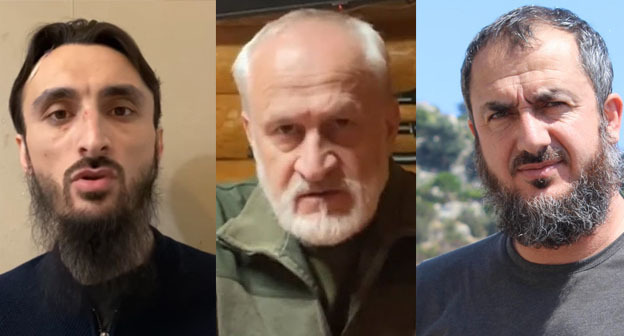 Тумсо Абдурахманов, Ахмед Закаев, Джамбулат Сулейманов (слева направо). Коллаж "Кавказского узла". Фото: https://rusconfederation.org/, https://vk.com/wall-151878956_3177253 Скриншот видео https://www.youtube.com/watch?v=Et6GHryPKsk Тумсо Абдурахманов, Ахмед Закаев, Джамбулат Сулейманов (слева направо). Коллаж "Кавказского узла". Фото: https://rusconfederation.org/, https://vk.com/wall-151878956_3177253 Скриншот видео https://www.youtube.com/watch?v=Et6GHryPKsk