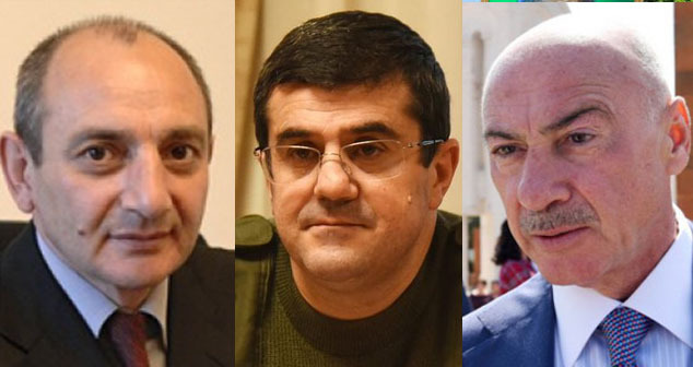 Бако Саакян, Араик Арутюнян, Аркадий Гукасян (слева направо). Коллаж "Кавказского узла". Фото: http://abkhazinform.com, https://report.az/ru/vnutrennyaya-politika/arik-arutyunyan-zaderzhan-i-dostavlen-v-baku, https://www.aysor.am Бако Саакян, Араик Арутюнян, Аркадий Гукасян (слева направо). Коллаж "Кавказского узла". Фото: http://abkhazinform.com, https://report.az/ru/vnutrennyaya-politika/arik-arutyunyan-zaderzhan-i-dostavlen-v-baku, https://www.aysor.am