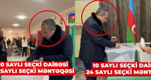 Пример "карусели" на выборах в Азербайджане - голосование одного человека на двух участках. Стоп-кадр видео из YouTube-канала Meydan TV от 07.02.24, https://www.youtube.com/shorts/BIzenRmYn74 Пример "карусели" на выборах в Азербайджане - голосование одного человека на двух участках. Стоп-кадр видео из YouTube-канала Meydan TV от 07.02.24, https://www.youtube.com/shorts/BIzenRmYn74