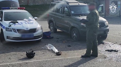 На месте нападения на силовиков в поселке Мара-Аягъы. Фото: Следственный комитет РФ